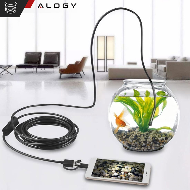 Kamera je vybavená endoskopom micro USB USB-C USB Full HD 3m 8mm Endoskop Alogy Hard Wire