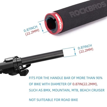 Rockbros BT1001BKRD sponge bicycle handlebar grips - black and red