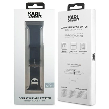 Smartwatch strap Karl Lagerfeld KLAWLSLCK for Apple Watch 42/44/45mm black/black strap Silicone Choupette Heads