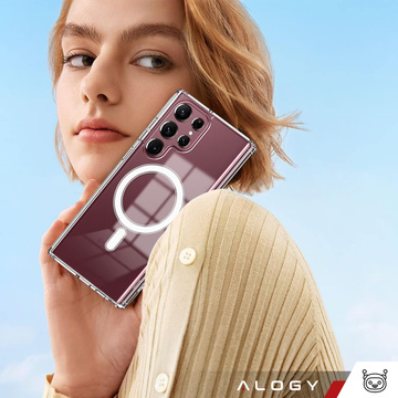 Puzdro na Samsung Galaxy S24 Ultra Mag Safe Case Zadný kryt krytu Anti-Shock Clear Alogy Transparent Glass