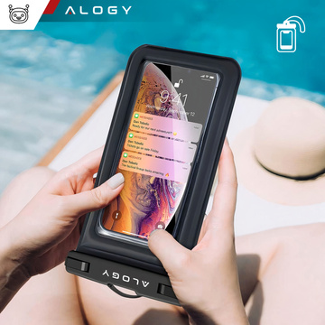 Vodotěsné vodotěsné pouzdro na telefon do 7,5" plovací na bazénový kajak Pouzdro na vodu Alogy Black Waist bag