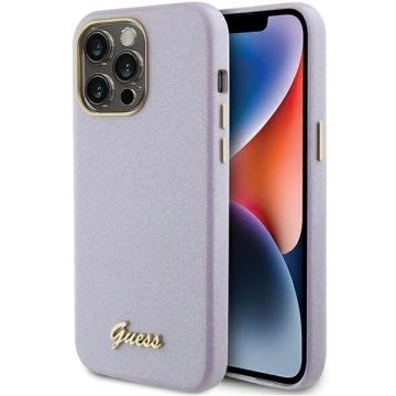 Etui Guess GUHCP15XPGMCSL pro iPhone 15 Pro Max 6,7" liliově/lila pevný obal Glitter Glossy Script