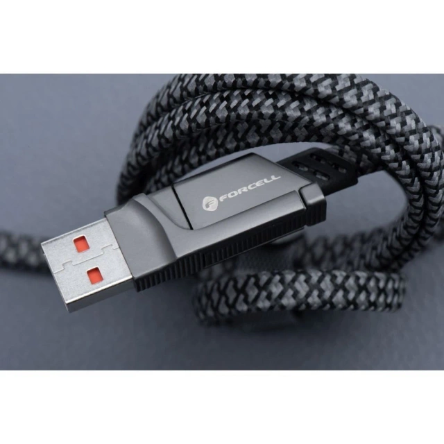Kábel 4w1 Forcell USB-C USB-A Lightning 60W QC4.0 PD Laptop Nylon 1m