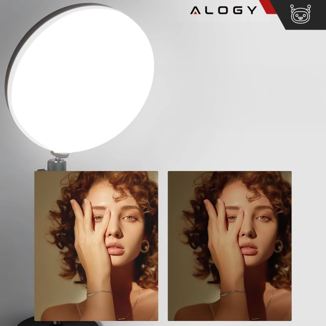 LED lampa s plným kruhem 22cm Alogy stolní LED lampa Bluetooth s dálkovým ovládáním pro živé líčení, fotografování, nahrávání, černá