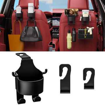 Hanger holder hook car 5in1 for seat headrest car organizer for cup drink Alogy Car Black