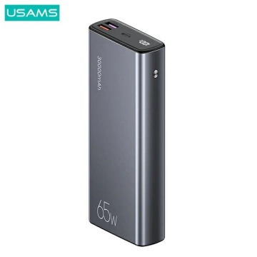 USAMS Powerbank PB59 30000mAh 65W 2xQC3.0 PD Schnellladung Czarny/Schwarz CMXLOGTC01 (US-CD165) Kabel USB-C-USB-C