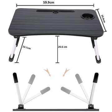 Portable Folding Laptop Table Notebook Bed Desk Breakfast Laptop Stand MacBook Black