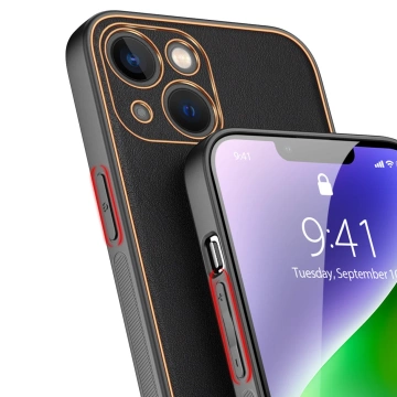 Dux Ducis Yolo case iPhone 14 Plus elegant cover з екологічної шкіри чорного кольору