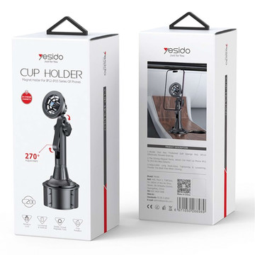 Magnetic car holder for MagSafe phone in place of a cup Cup Holder Yesido C200 Black