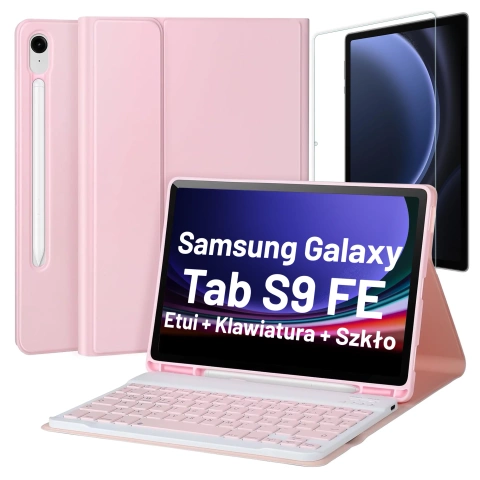 Etui z klawiaturą z miejscem na rysik do Samsung Galaxy Tab S9 FE 10.9" Alogy Keyboard Case Różowe + Szkło