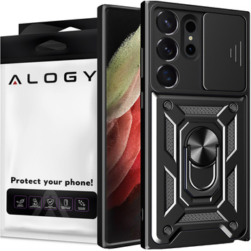 Чохол для Samsung Galaxy S24 Ultra броньований Slide Case Ring корпус захист камери Camshield Alogy чорний