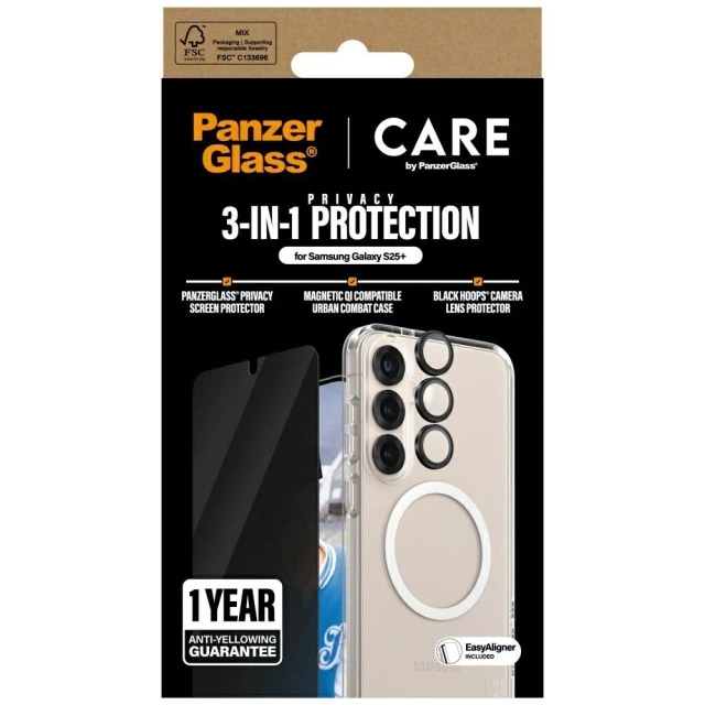 CARE by PanzerGlass 3in1 Schutzset Privacy Glass Lens Case für Samsung Galaxy S25