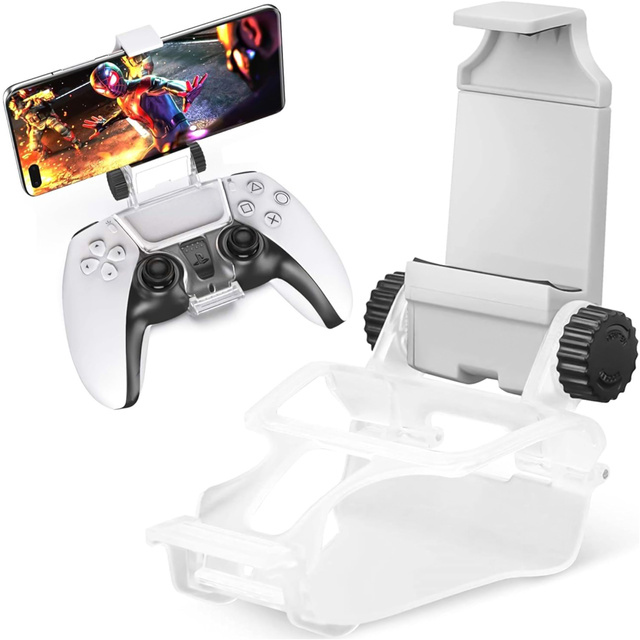 Držák telefonu pro Gamepad pro Sony PlayStation 5 PS5 DualSense Clip mount White