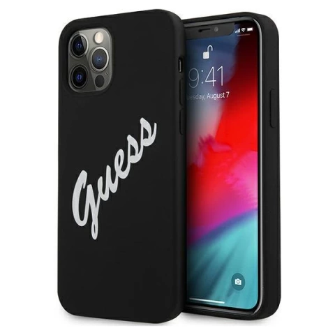 Guess GUHCP12LLSVSBW iPhone 12 Pro Max 6,7 "čiernobielo / čiernobiele pevné puzdro Silicone Vintage