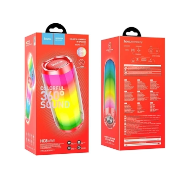 Портативна Bluetooth-колонка HOCO HC8 червоного кольору з RGB LED, 1800 мАг, 10 Вт
