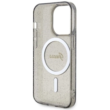 Etui na telefon Guess GUHMP14XHCMCGK do Apple iPhone 14 Pro Max 6,7" czarny/black hardcase Glitter Gold MagSafe