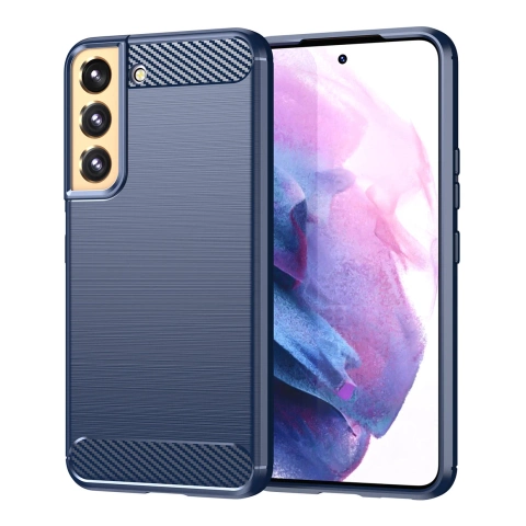 Puzdro na telefón Carbon Case pre Samsung Galaxy S23 flexibilný silikónový karbónový kryt modrý