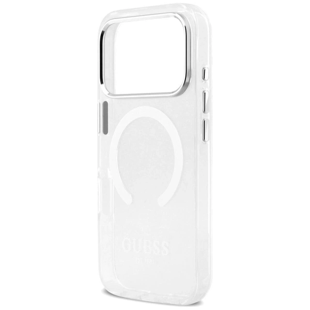 Etui Guess Metal Outline MagSafe na iPhone 17 Pro - Srebrne