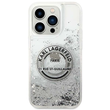Etui Karl Lagerfeld KLHCP14LLCRSGRS na iPhone 14 Pro 6,1" pevné puzdro Liquid Glitter RSG