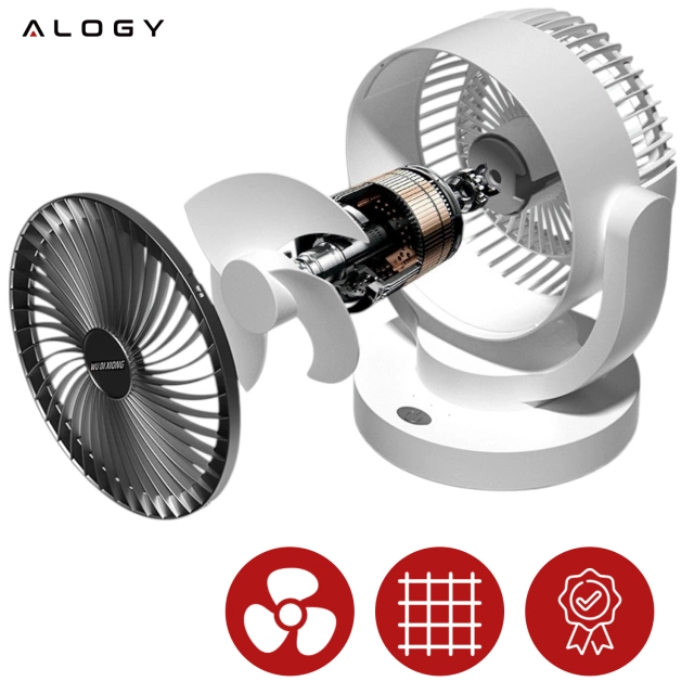 Malý ventilátor Mini stolní ventilátor Přenosný bezdrátový tichý bílý