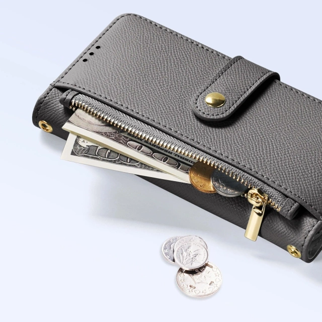 iPhone 16e Dux Ducis Lawa Leather Case with MagSafe Wallet Gray