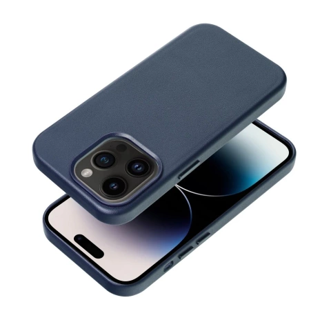 Чохол Leather Mag Cover сумісний з MagSafe для Apple iPhone 15 Plus синій