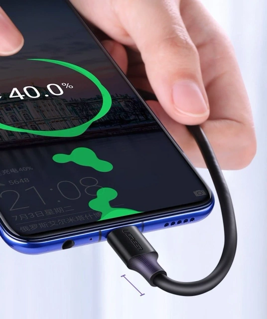 Uzelený kábel USB – micro USB 2.4 A 480 Mb/s 1,5 m čierny (US289 60137)