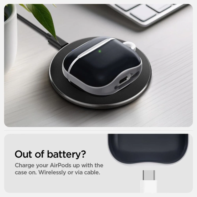 Apple AirPods 4 Hülle Spigen Classic C1 Graphit Karabiner
