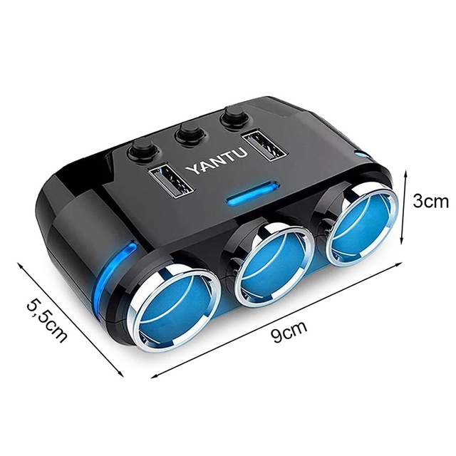 Splitter splitter adaptér do auta do zásuvky zapaľovača 2x USB Nabíjačka 12V 24V 3.1A Čierna