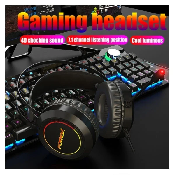 Gaming Headphones with Microphone FOREV FV-G95 LED USB Black