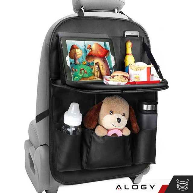 2x Organizér do auta cestovní stolek do auta chránič zadního opěradla sedadla Alogy Black