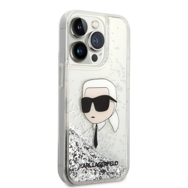 Etui Karl Lagerfeld KLHCP14LLNKHCH na iPhone 14 Pro 6,1" pevné puzdro Glitter Karl Head