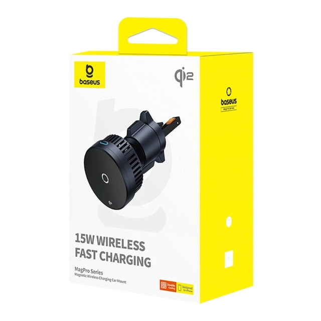 Baseus MagPro Car Holder with Qi2.0 15W Inductive Charger for Air Vent - Black