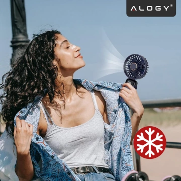 Fan Fan Handheld Fan Wireless Alogy Desktop Portable Handheld with Phone Holder USB-C Navy Blue