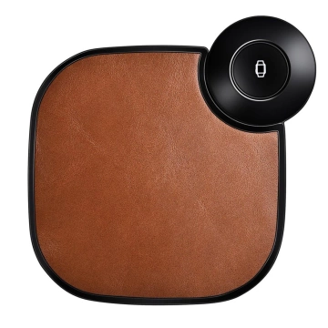 iCarer 2in1 leather Qi wireless charger 10W for phone and Apple Watch brown (IWXC005-BN)