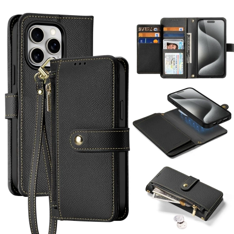 iPhone 15 Pro Dux Ducis Lawa Wallet Leather Mag Black Case