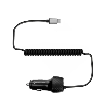 Nabíjačka do auta Forcell Carbon 38W USB-C USB QC 3.0 PD kábel 1,5 m