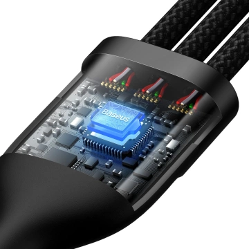 Baseus Flash Series Ⅱ 3in1 Fast Charging Cable USB-A to USB-C / Micro-USB / Lightning 66W 480Mbps 1.2m Black