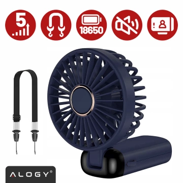 Fan Fan Handheld Fan Wireless Alogy Desktop Portable Handheld with Phone Holder USB-C Navy Blue