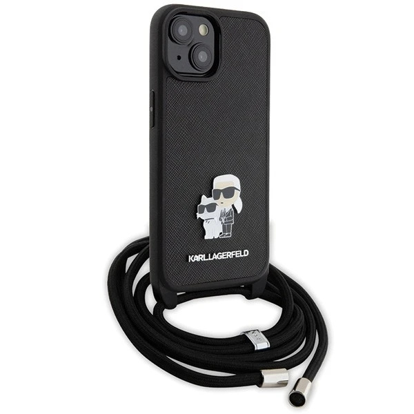 Etui Karl Lagerfeld KLHCP15SSAKCPSK для iPhone 15 6.1" hardcase czarny/black Crossbody Saffiano Metal Pin Karl
