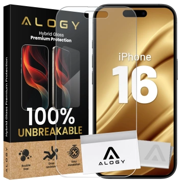 "ODOLNÉ" sklo pro Apple iPhone 16 hybrid Alogy Flexi Full Glass 9H ploché pro celou obrazovku