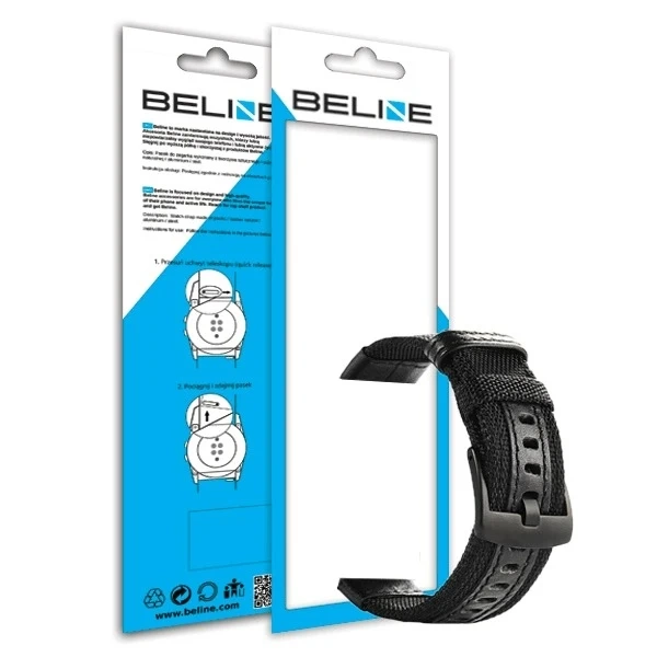 Smartwatch strap Beline Weekender universal up to 20mm black/black
