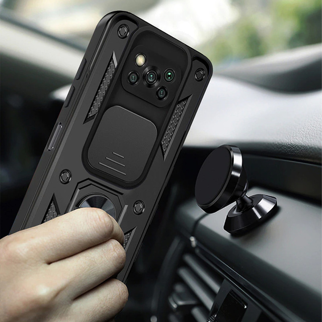 Pouzdro s krytem fotoaparátu Alogy Camshield Stand Ring pro Poco X3 Pro / NFC černé