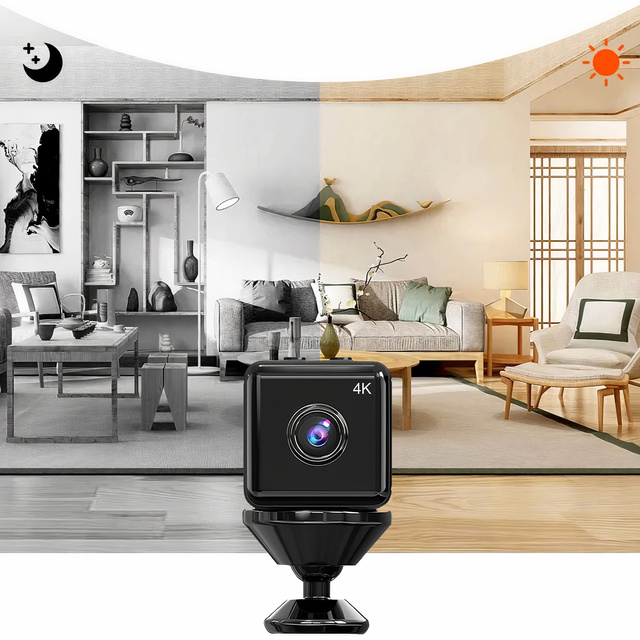 Panoramic Mini Camera Digital Spy Nanny Microphone 4K UHD Full HD Micro SD Black