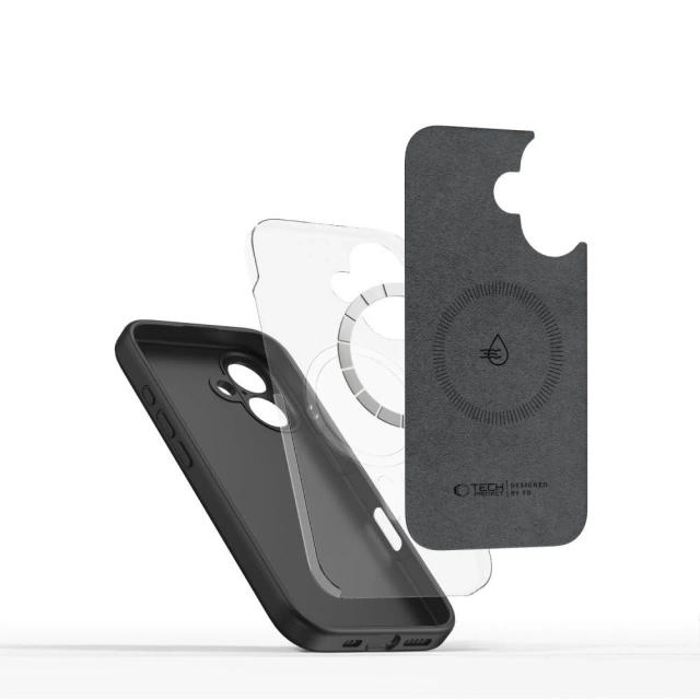 Tekutý silikónový obal Etui Tech-Protect MagSafe pre iPhone 16e, čierny