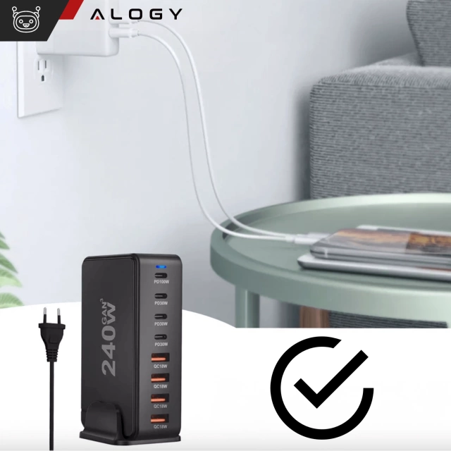 Розгалужувач HUB Alogy Adapter для ноутбука з USB-C на 3x USB-A 2.0 1x USB-A 3.0 сірий