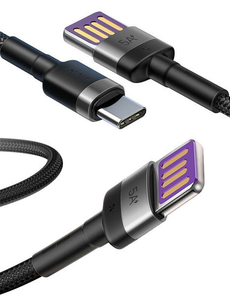 Кабель Baseus Cafule HW QC USB-C Type C 40W 5A 1M Gray Black
