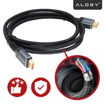 Kabel HDMI 2.1 Alogy 2m 8K PREMIUM ULTRA High Speed ​​60Hz 48GBps Czarny