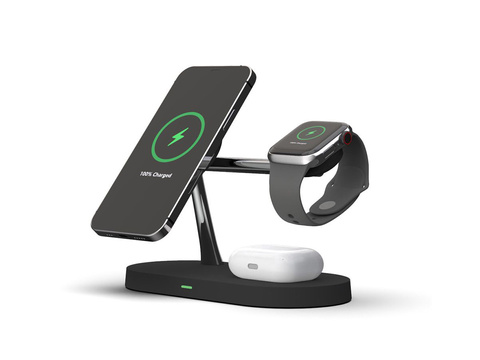Qi MagSafe 3v1 indukční nabíječka pro iPhone / AirPods / Watch Black