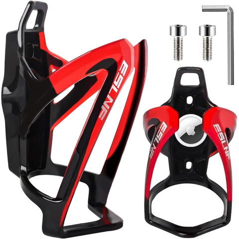 Koš na láhev na vodu, pití, láhev na vodu, držák na kolo, univerzální držák na láhev s vodou, s prostorem pro Airtag, černá a červená